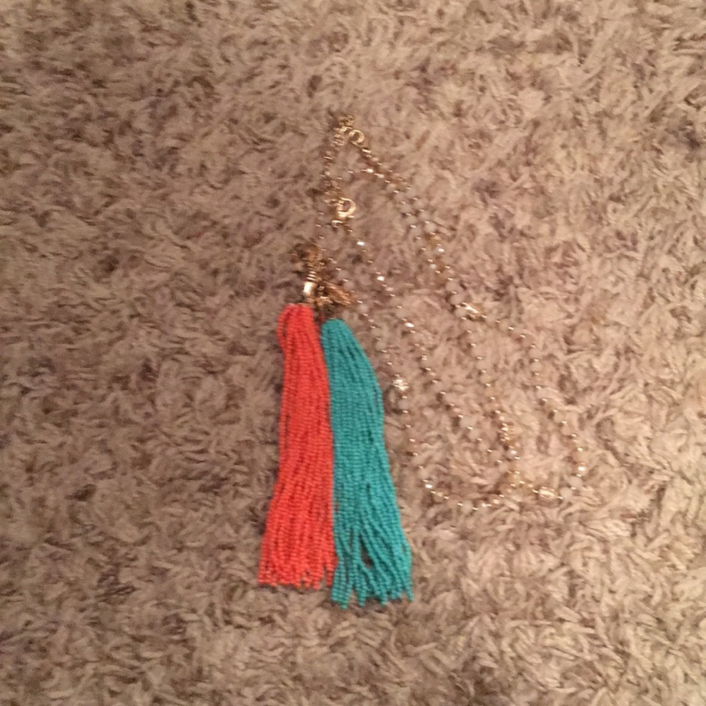 Gold statement necklace with two tassels